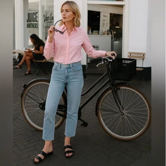 Holt Renfrew 100% Cotton Button-Up Shirt in Petal Pink (Size M) - Picture 1 of 10